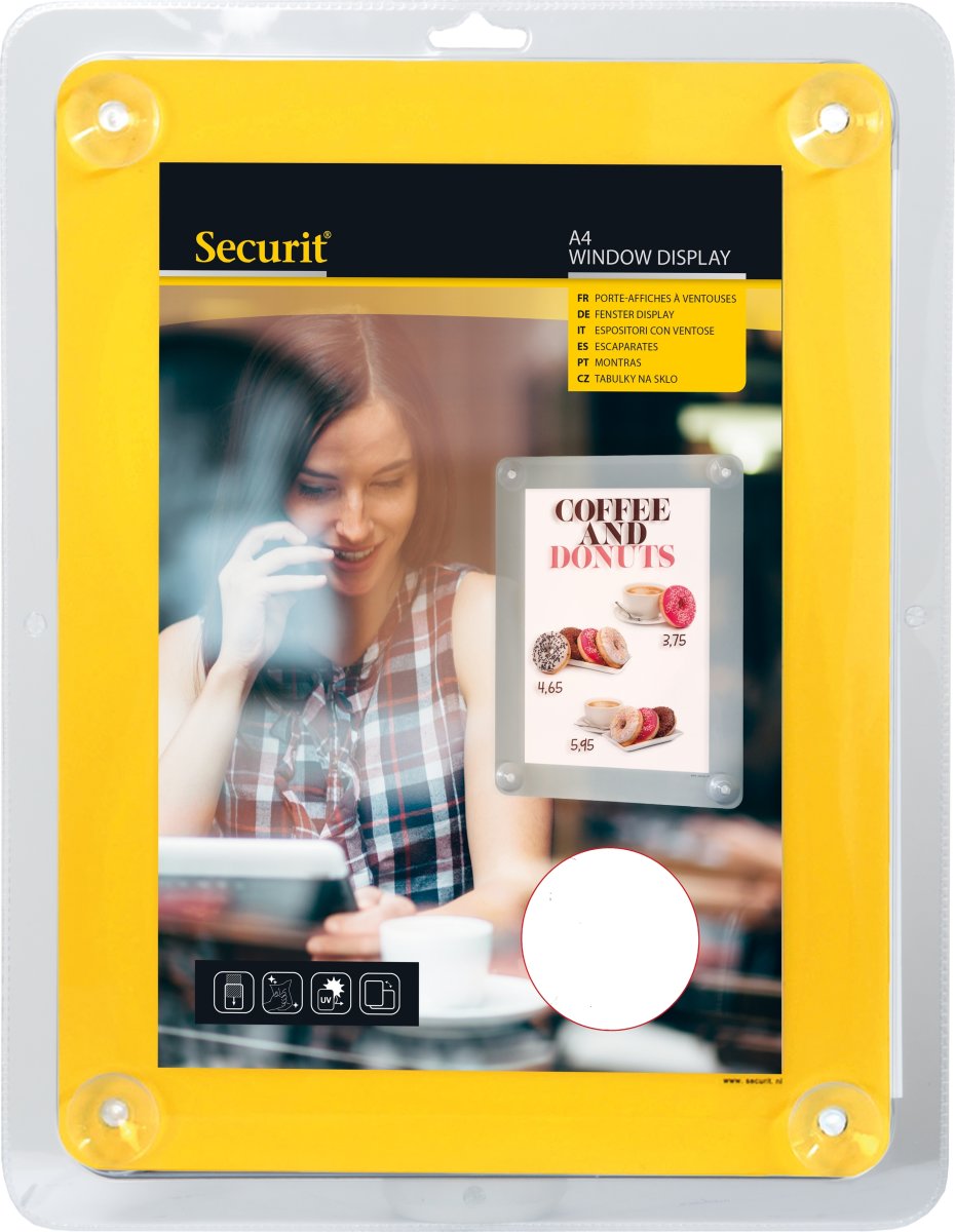 Securit Window Plakatramme | A4 | Gul