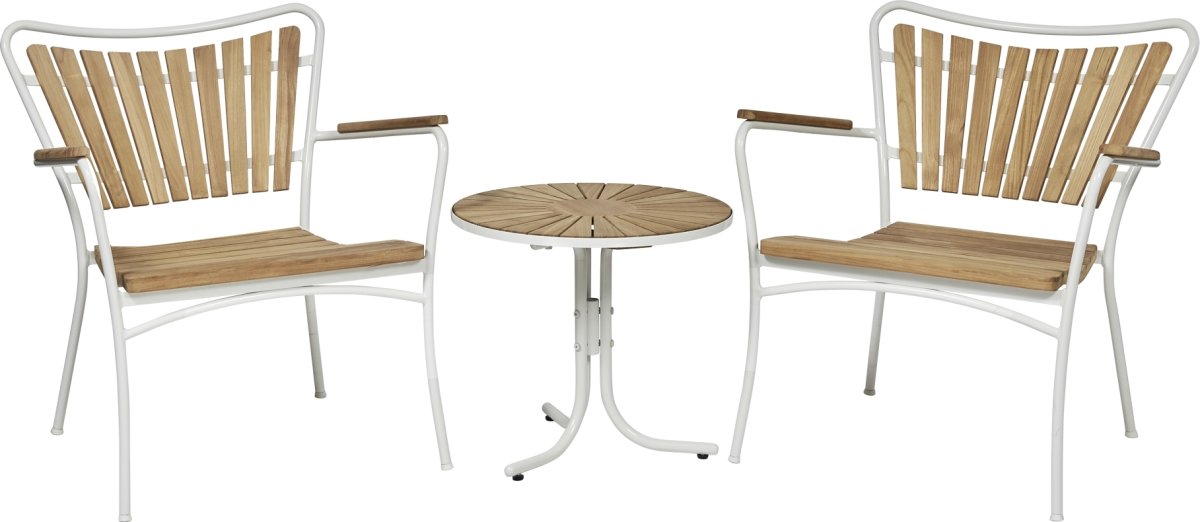 Marguerit loungebord ø50 cm + 2 stole, Hvid