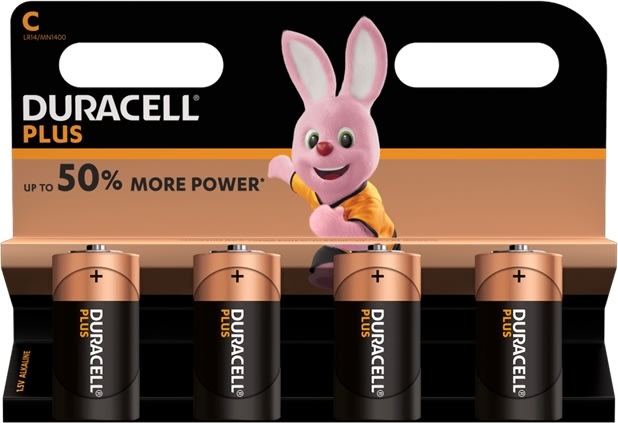 Duracell Plus C LR14 Batteri, 4 stk