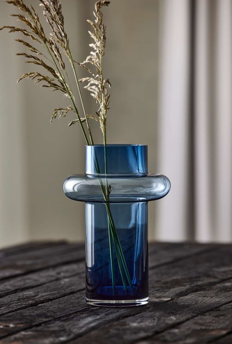 Lyngby Glas Tube & Tubular vasesæt, dark blue