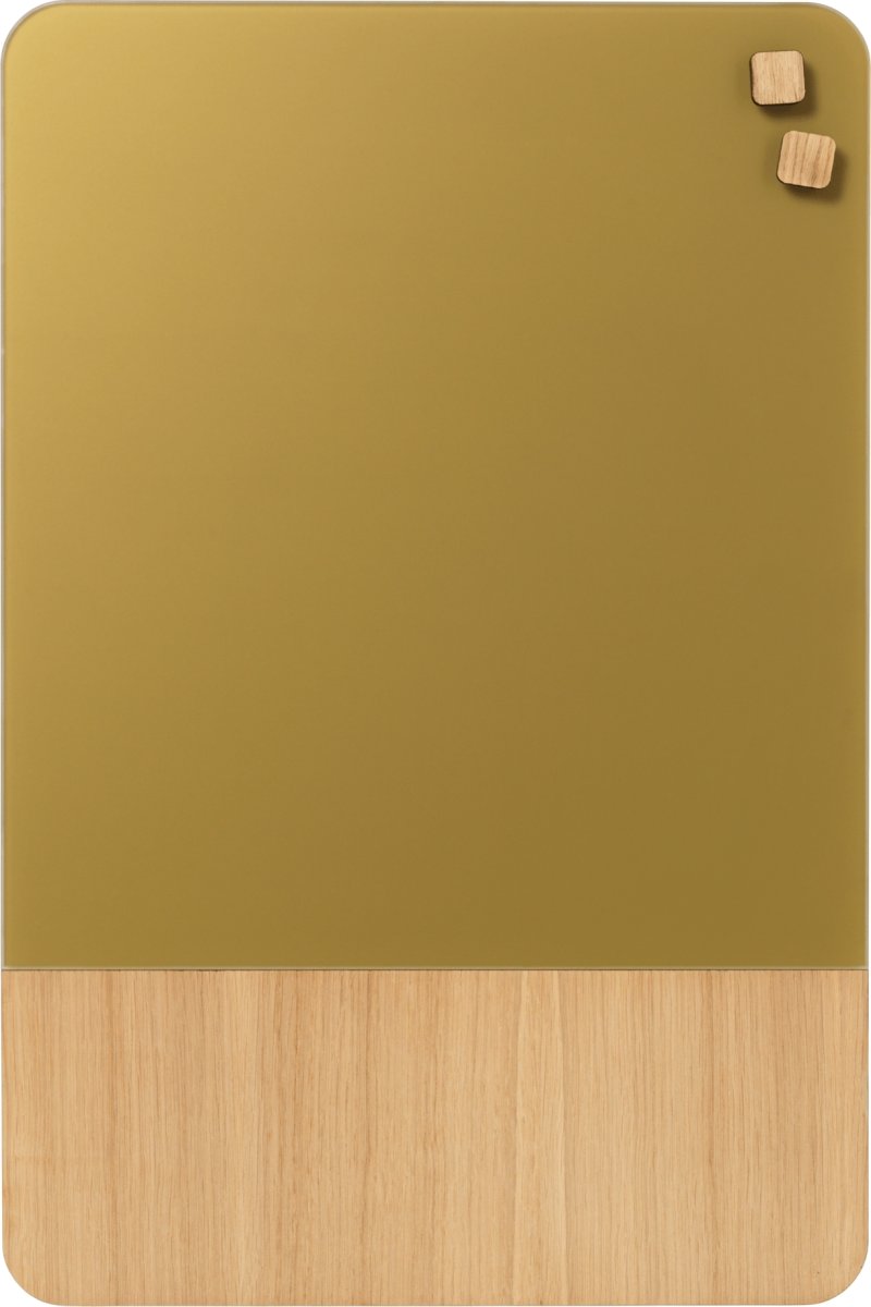 NAGA Glassboard tavle m. oak veneer 40x60 cm, guld