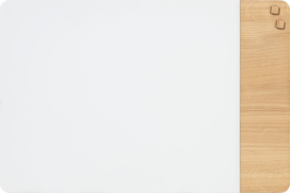 NAGA Glassboard tavle m. oak veneer 60x80 cm, hvid