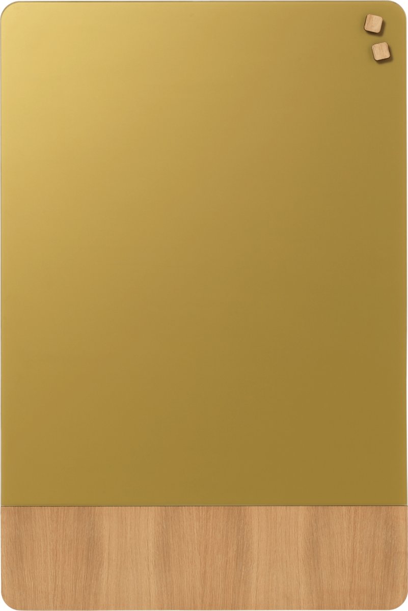 NAGA Glassboard tavle m. oak veneer 60x80 cm, guld