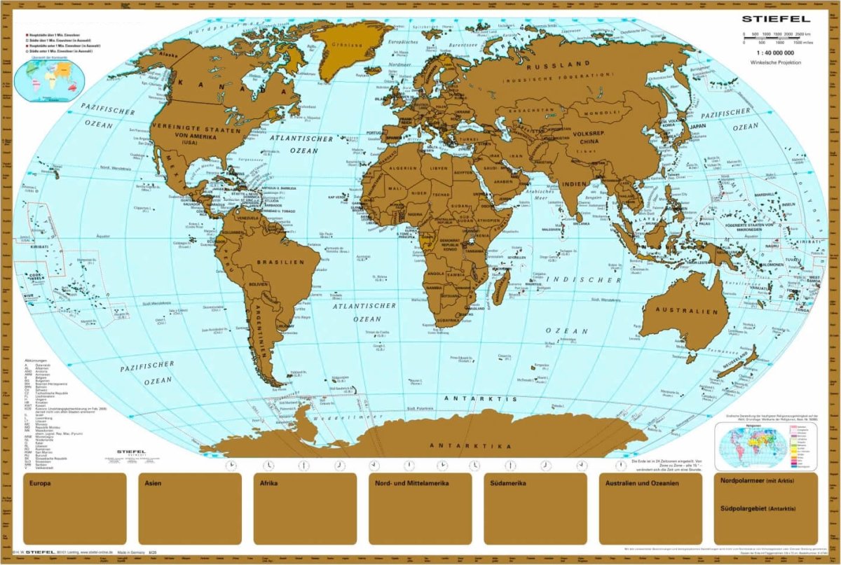 NAGA skrabe verdenskort 97x67 cm., guld/farvet