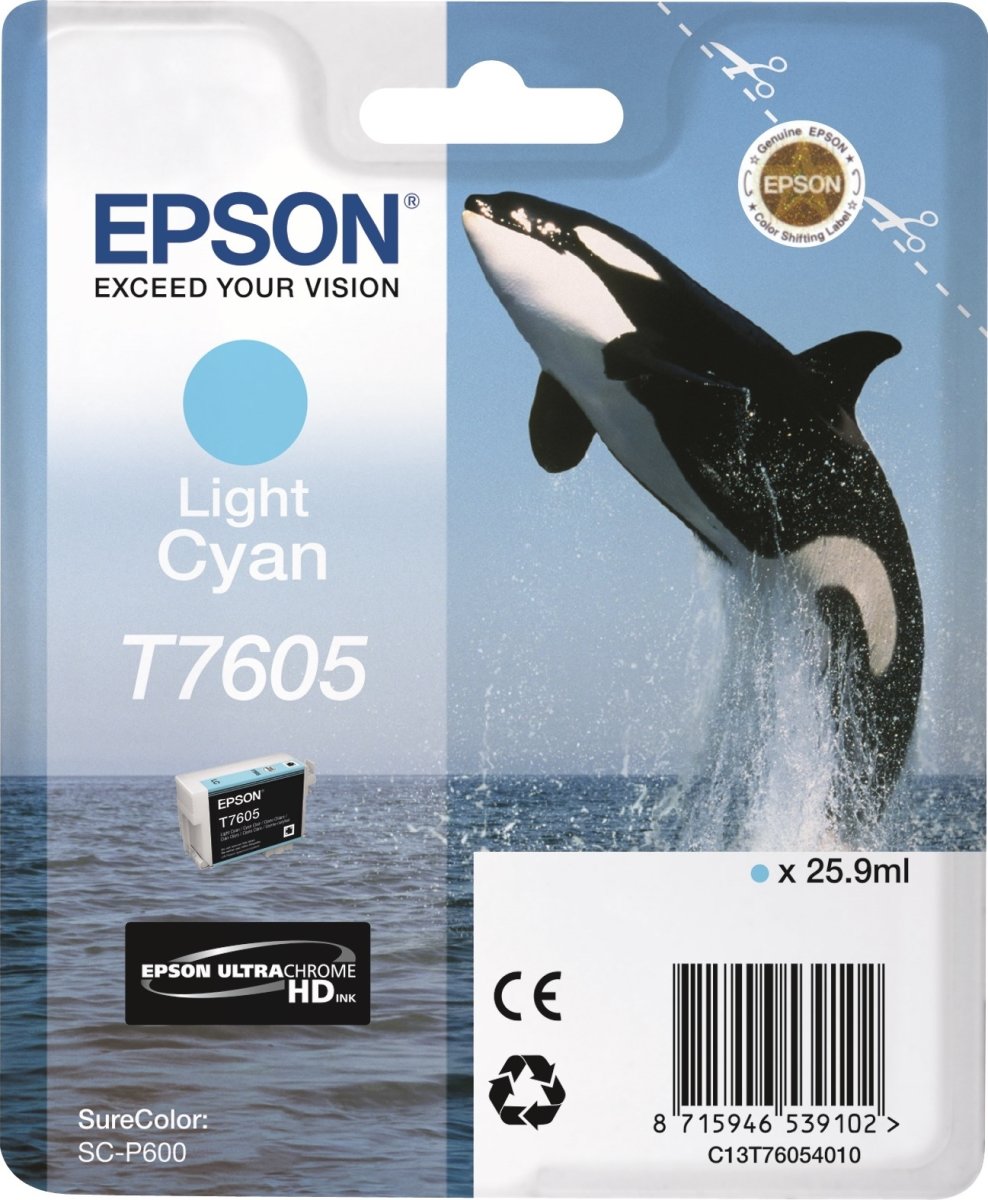 Epson T76054010 blækpatron,  25.9 ml., lys cyan