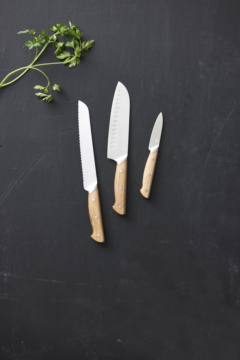 Morsø Foresta Knivsæt, brød-, santoku- og urtekniv