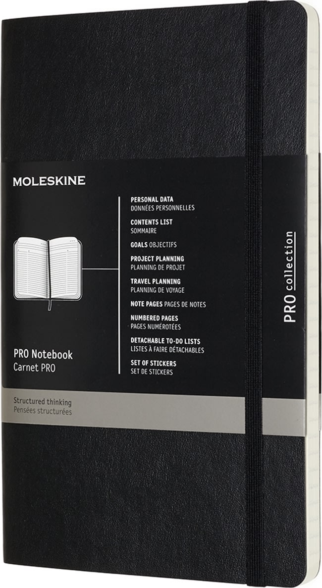 Moleskine Pro S Notesbog | L | Linj. | Sort
