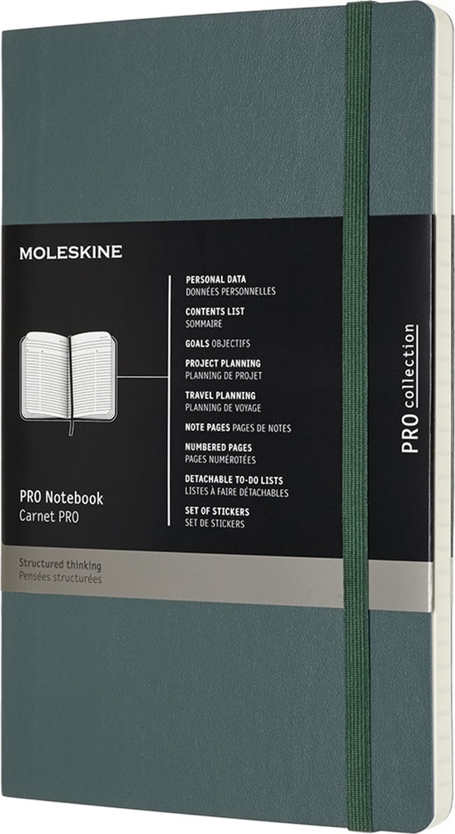 Moleskine Pro S Notesbog | L | Linj. | Grøn