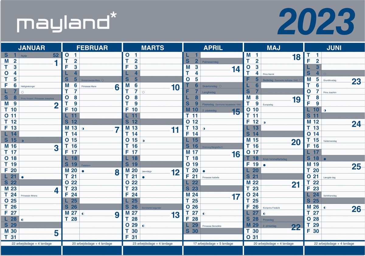 Mayland 2023 Kæmpe kalender | 2x6 mdr. | Papir