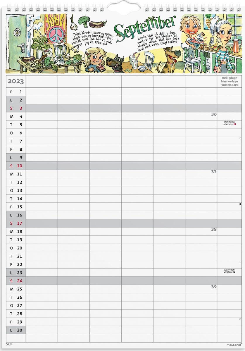 Mayland 2023 Familiekalender m/sticker | 6 kolonn.