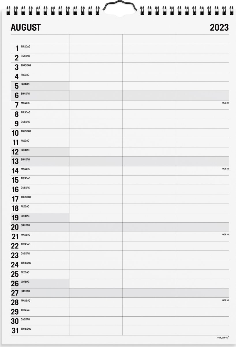 Mayland 2023 Familiekalender | Sort/ hvid | 3 kol.