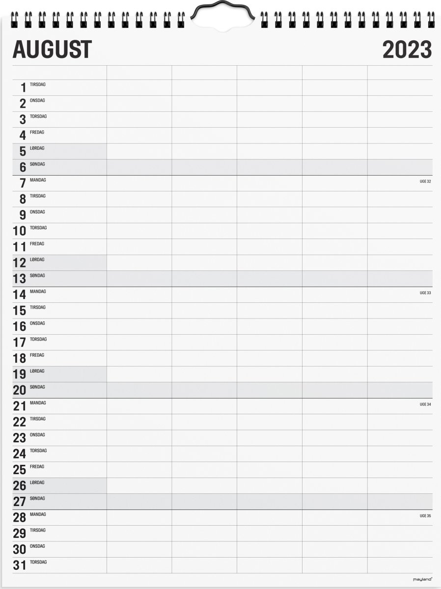 Mayland 2023 Familiekalender | Sort/ hvid | 5 kol.