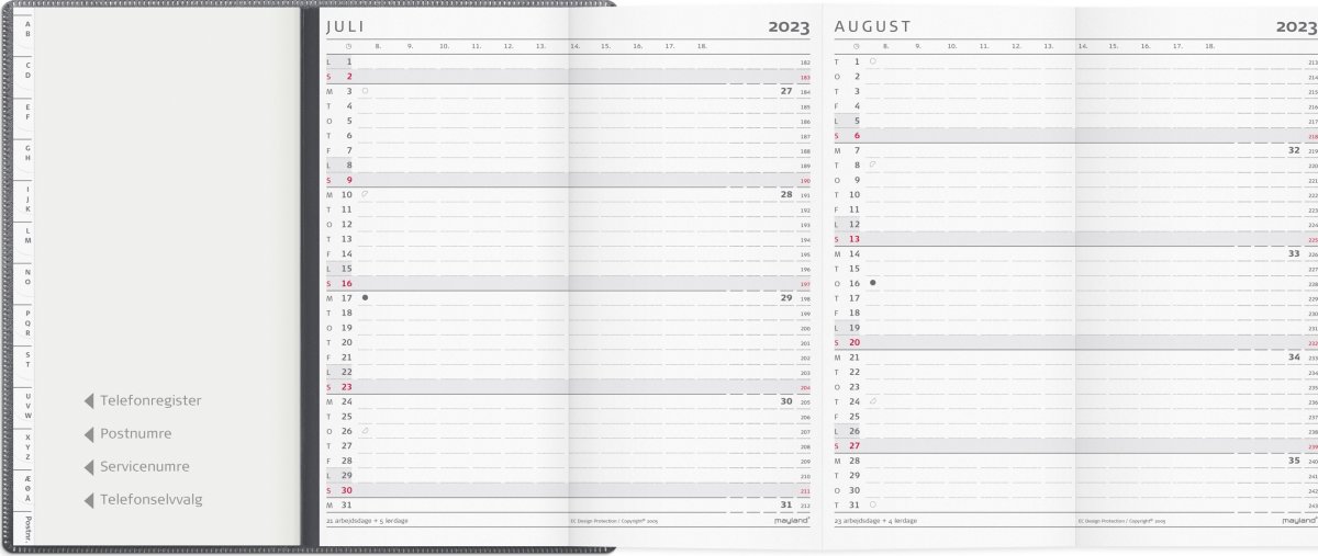 Mayland 2023 Index planner | Foldet kalender