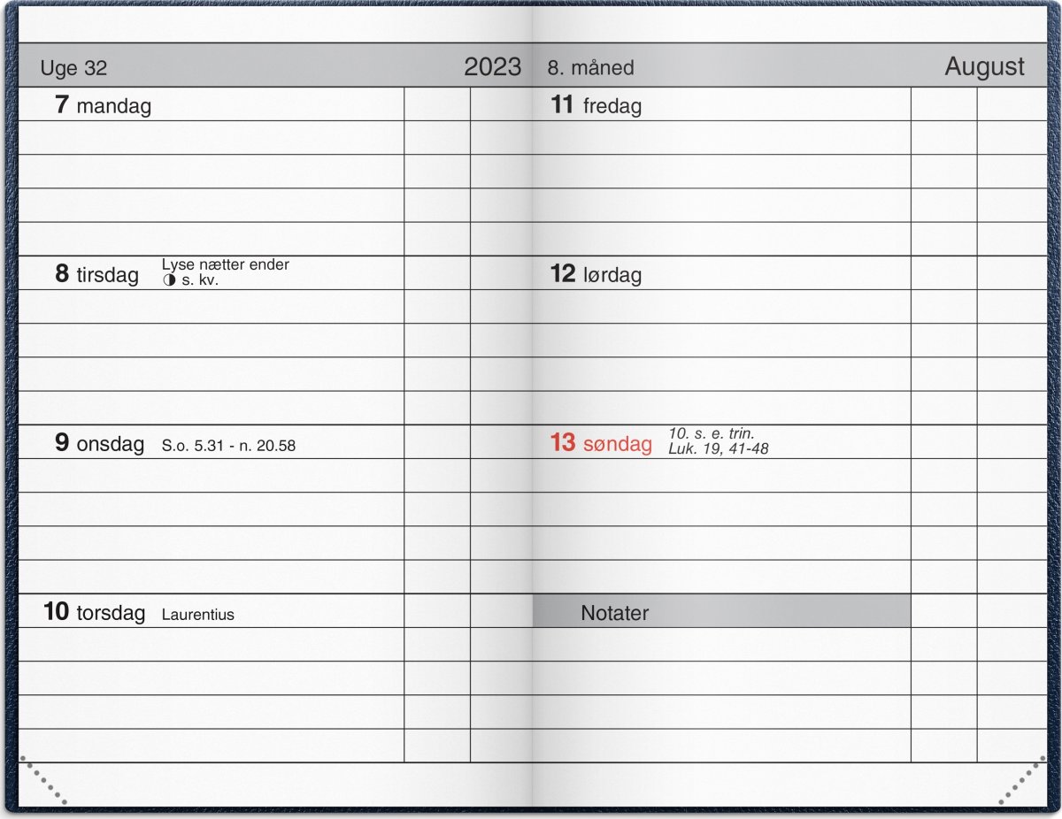 Mayland 2023 Lommekalender | Uge | T | Blå