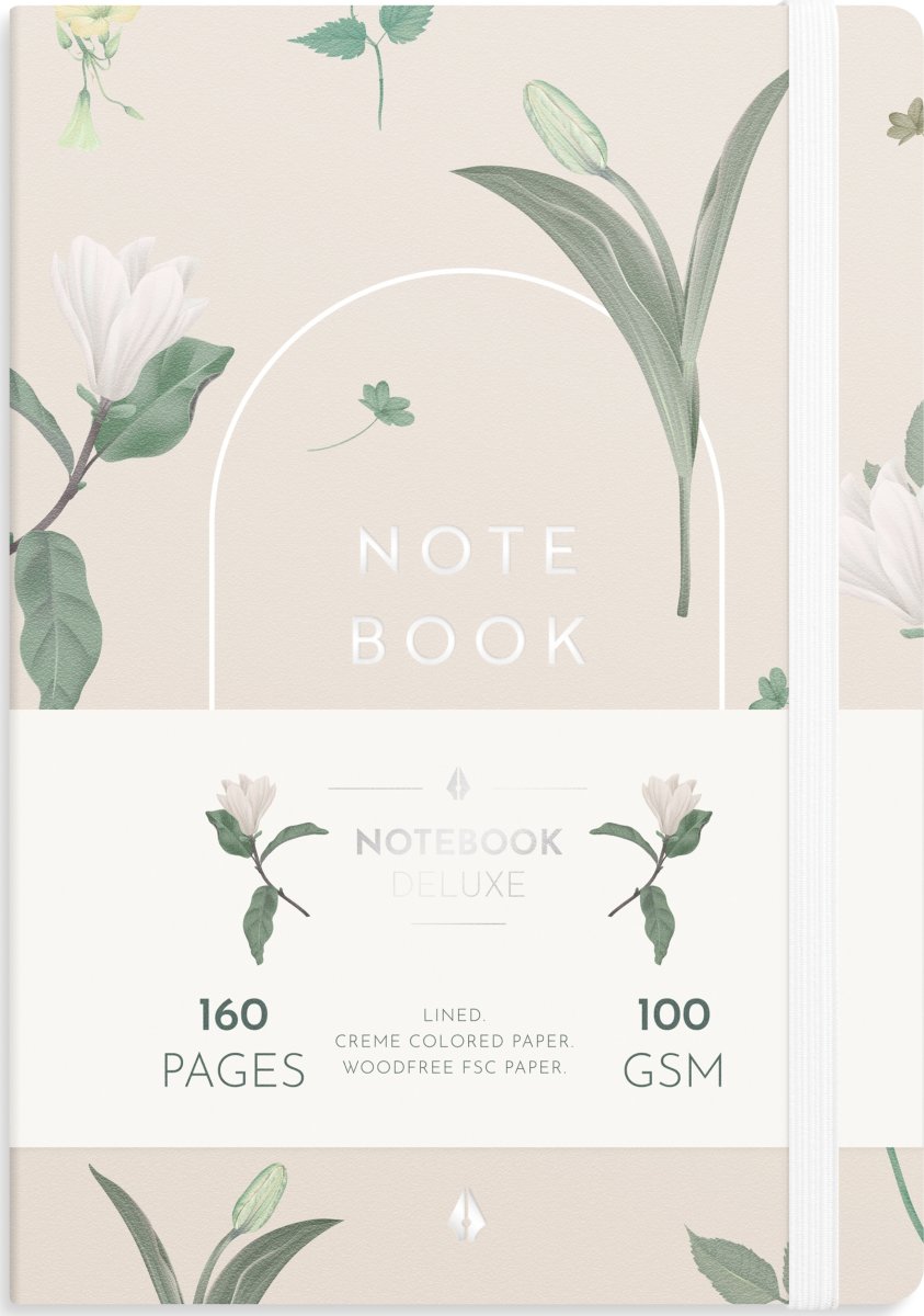 Burde Deluxe Notesbog, A5, linjeret, floral