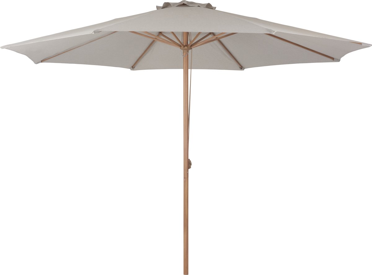 Frank parasol m/snoretræk Ø3.5m, Teak/beige