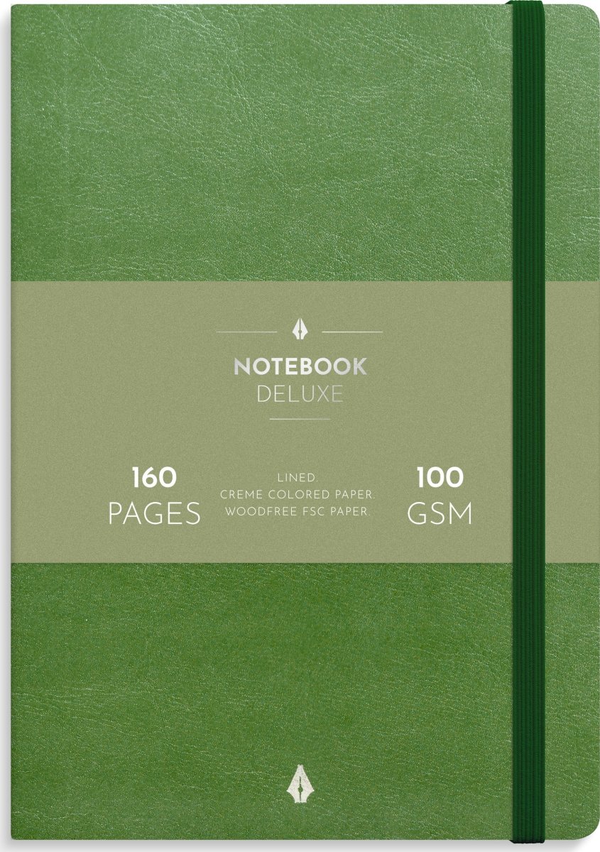 Burde Deluxe Notesbog, A5, linjeret, green