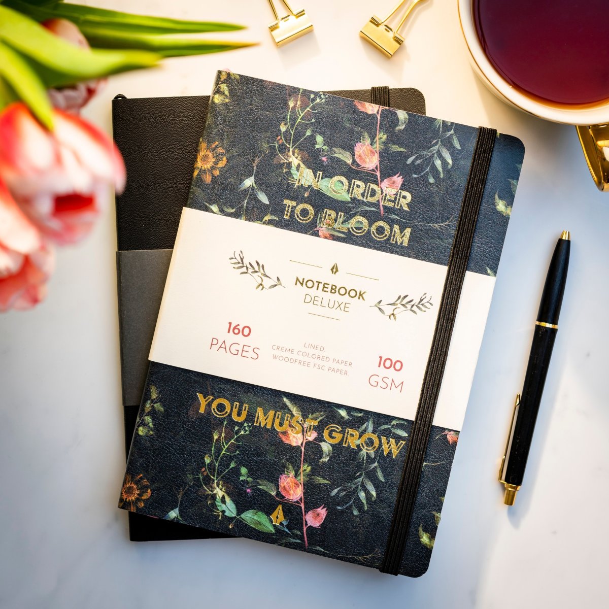 Burde Deluxe Notesbog, A5, linjeret, black