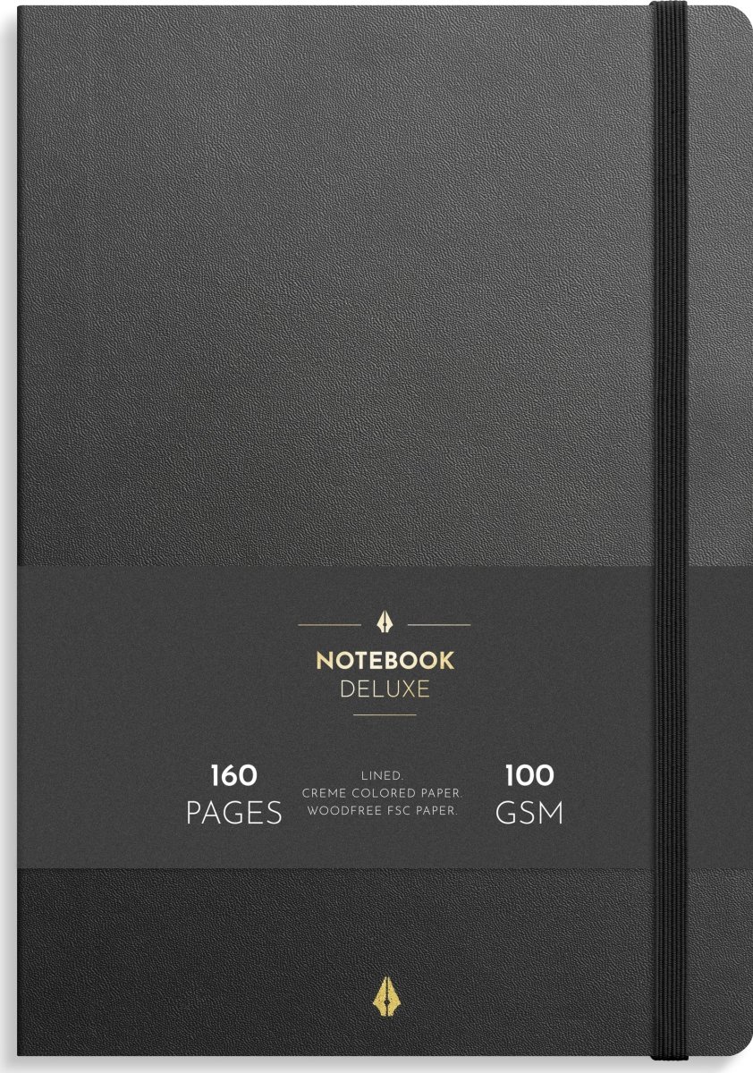 Burde Deluxe Notesbog, B5, linjeret, black