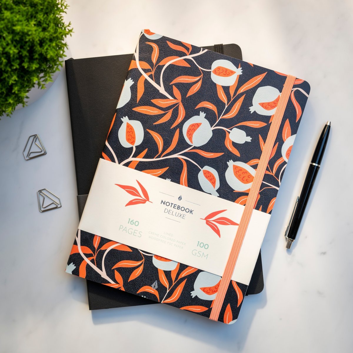 Burde Deluxe Notesbog, B5, linjeret, black