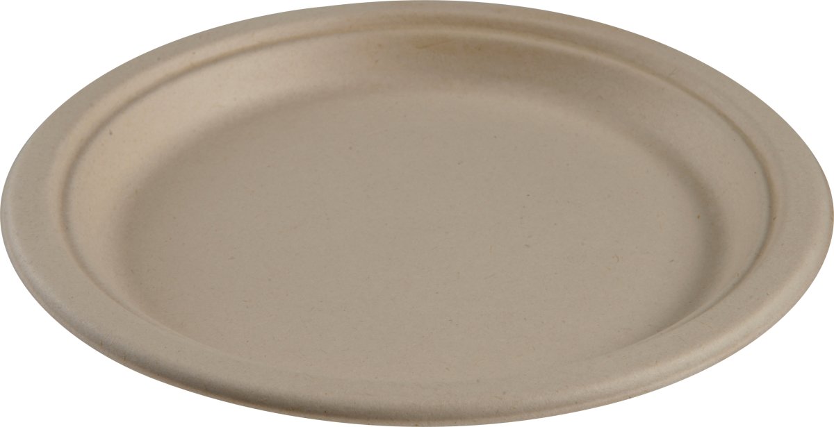 Engangstallerken, Bagasse, Natur, 23 cm, 50 stk