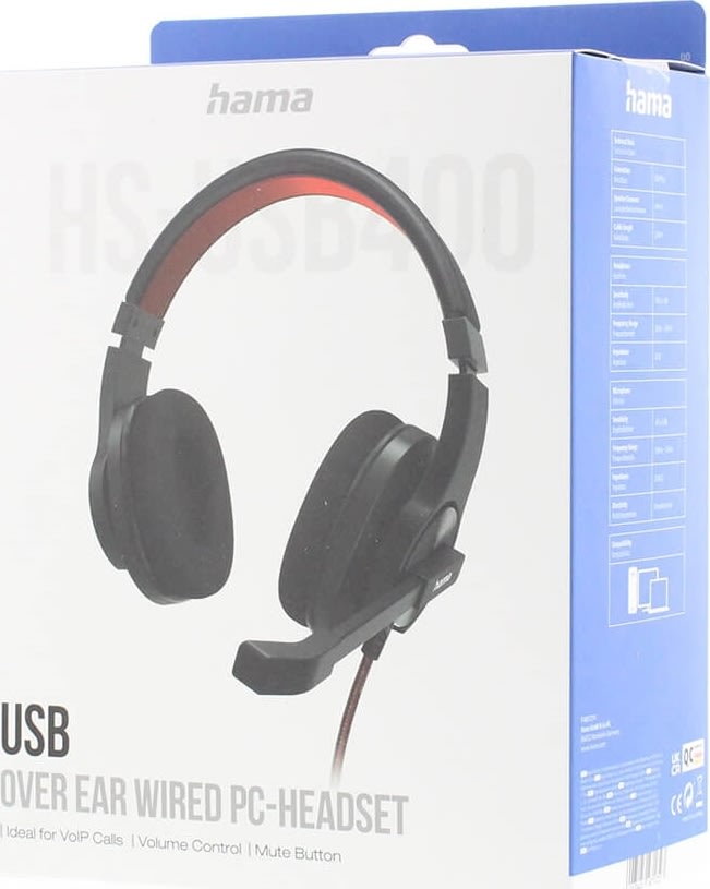 HAMA Headset Over-Ear HS-USB400 V2, sort