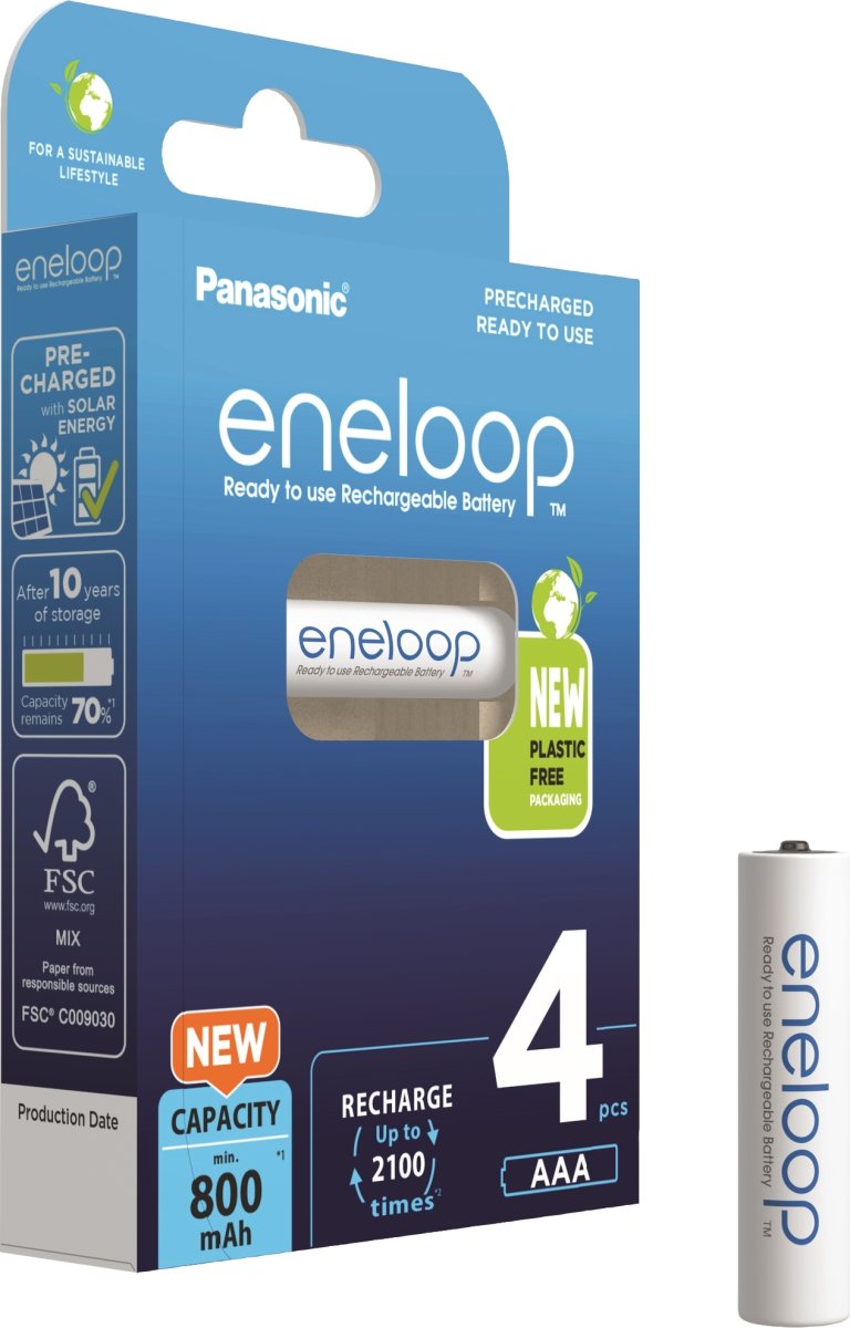 Panasonic Eneloop AAA genop.batterier, 4 stk