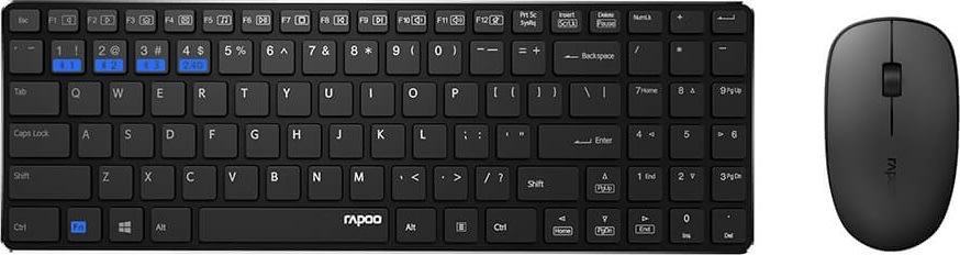 RAPOO 9300M Multi-Mode trådløst tastatursæt, sort