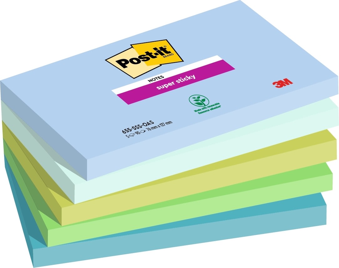 Post-it Super Sticky Notes | Oasis | 76x127 mm