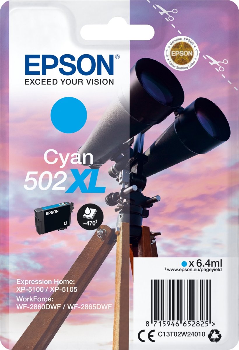 Epson 502XL blækpatroner, cyan