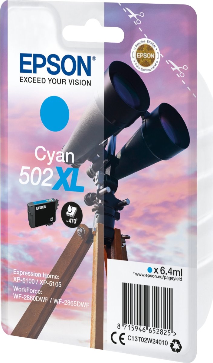 Epson 502XL blækpatroner, cyan