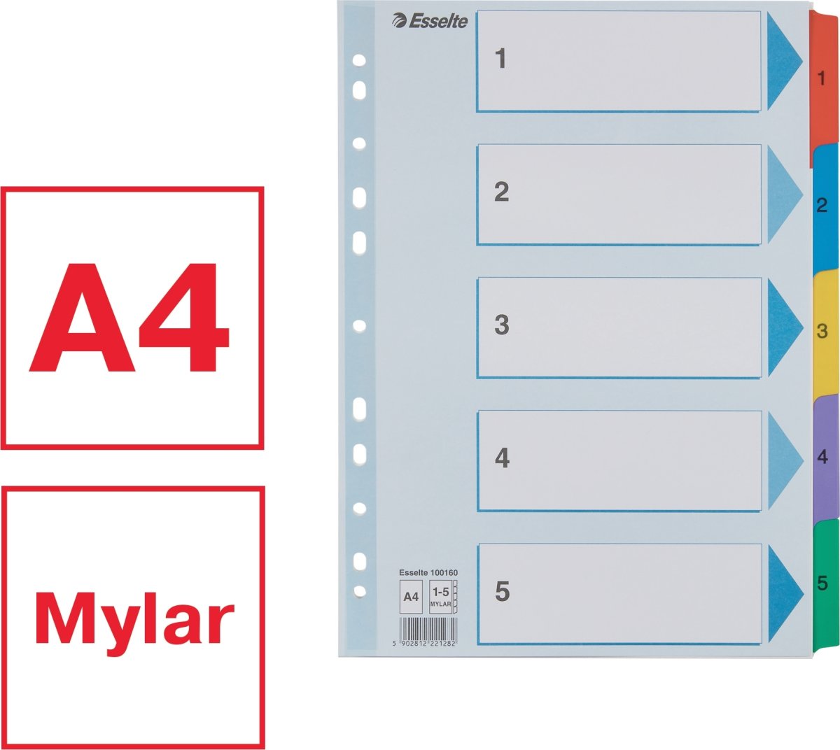 Esselte Mylar Register | A4 | Karton | 1-5