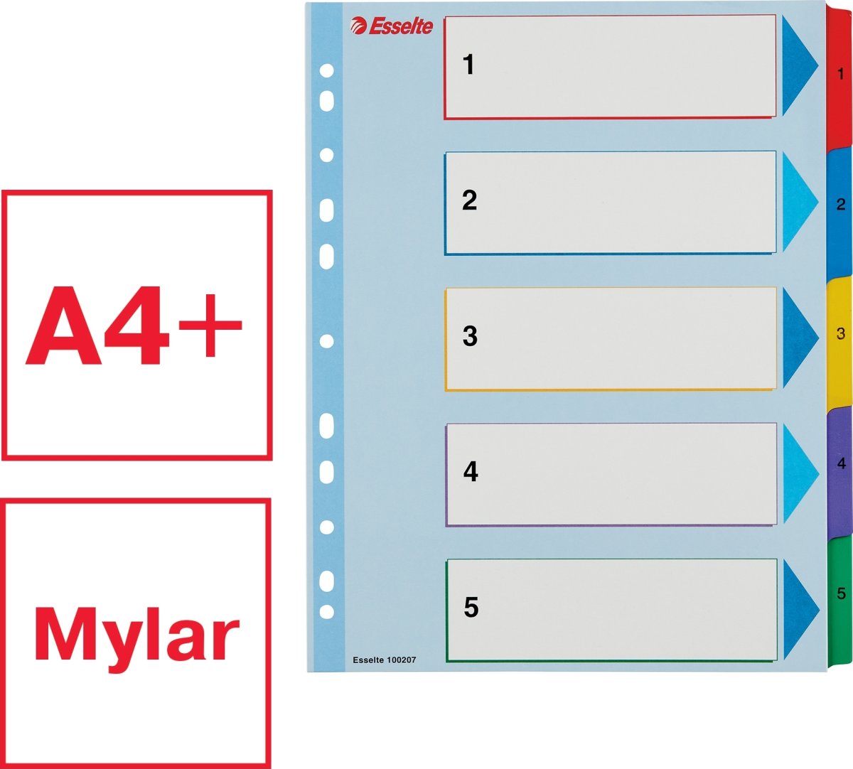 Esselte Mylar Register | A4 | Overskriv | 1-5