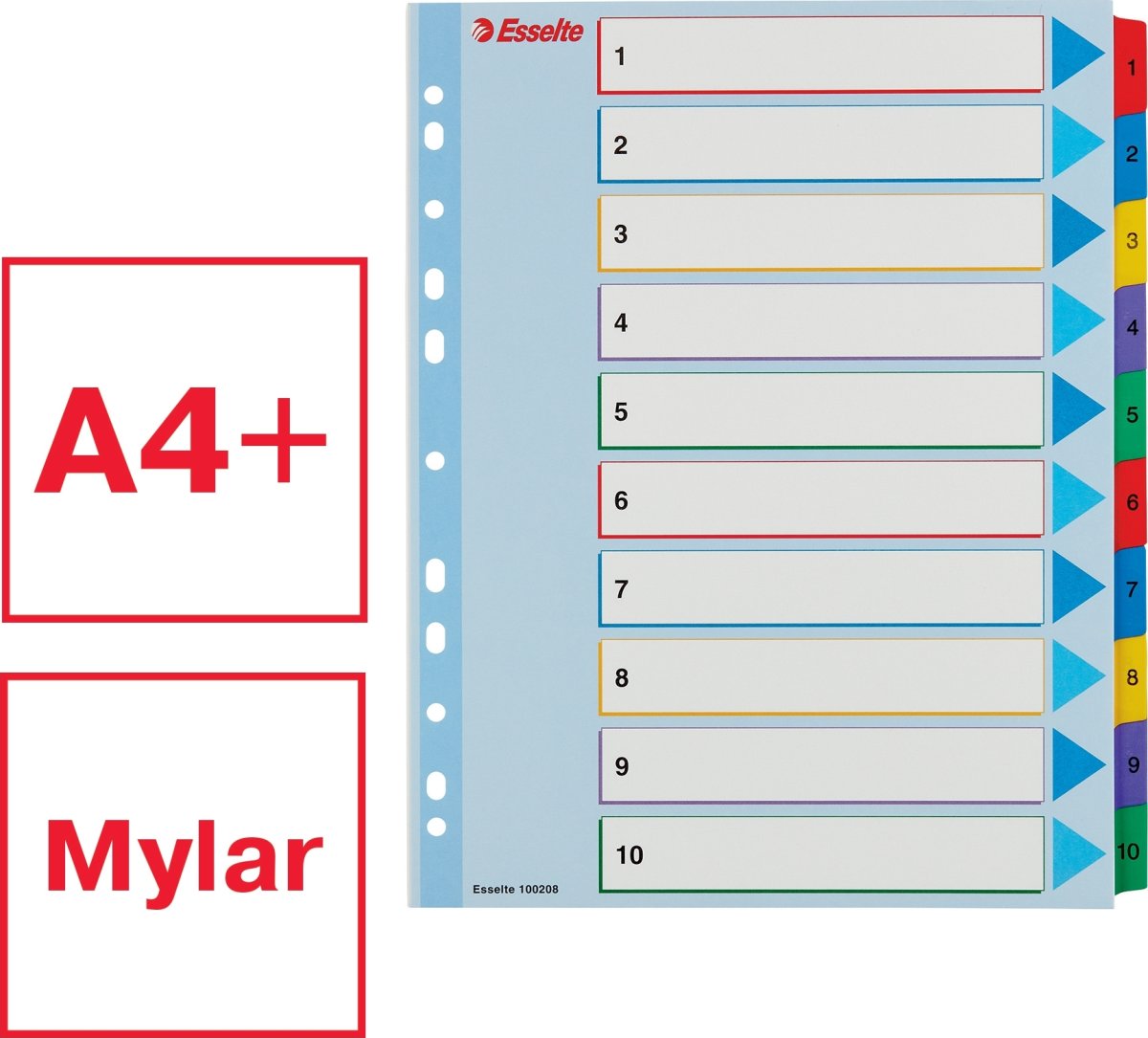Esselte Mylar Register | A4 | Overskriv | 1-10
