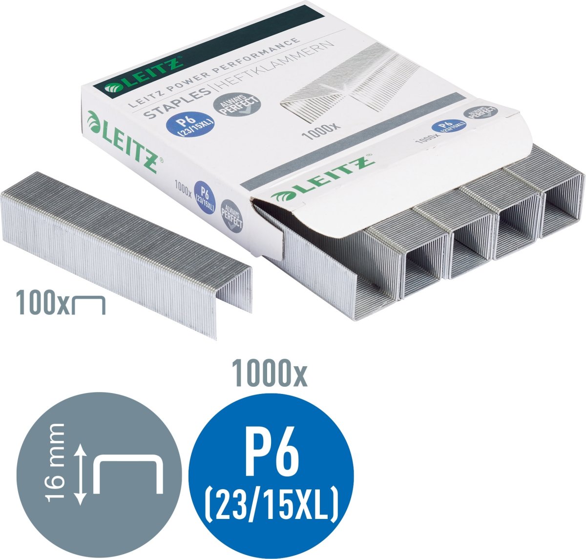 Leitz Hæfteklamme | P6 | 23/15XL | 1000 stk.
