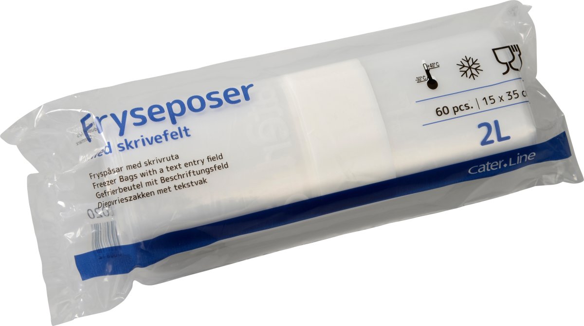 Fryseposer m/skrivefelt 2 L, 15x35 cm, 60 ps