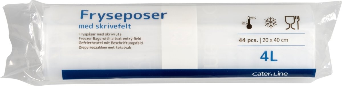 Fryseposer m/skrivefelt 4 L, 20x40 cm, 44 ps