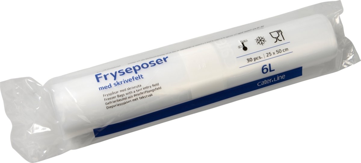 Fryseposer m/skrivefelt 6 L, 25x50 cm, 30 ps