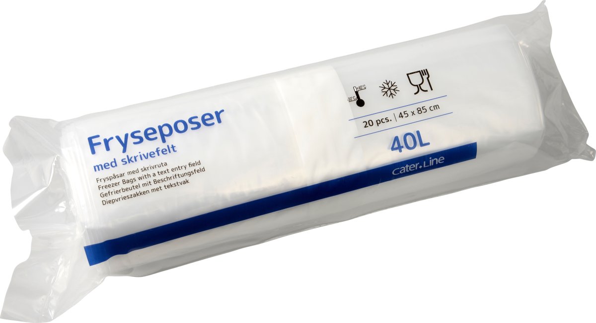 Fryseposer m/skrivefelt 40 L, 45x85 cm, 20 ps
