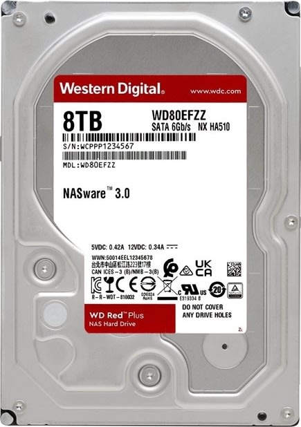 Western Digital Red Plus 3,5'' NAS-harddisk, 8TB