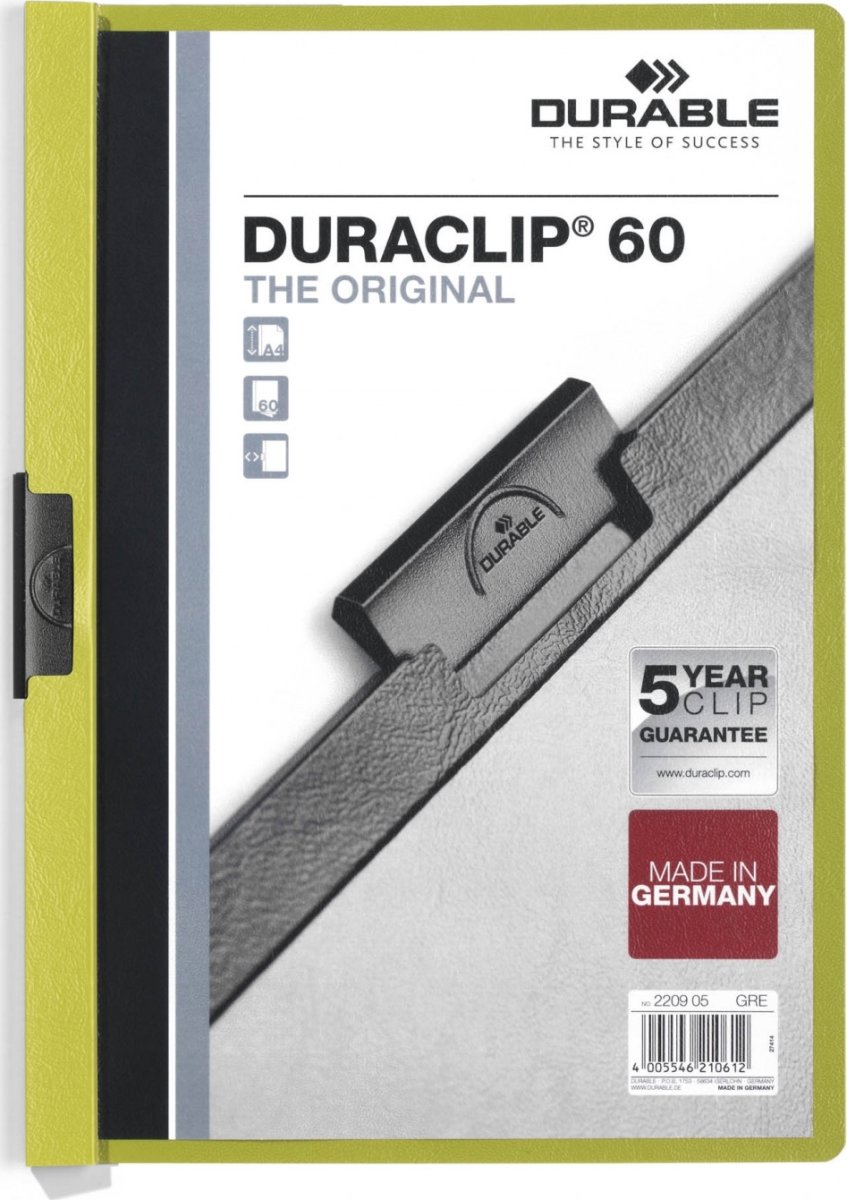 Durable Duraclip 60 Clipmappe | A4 | Grøn