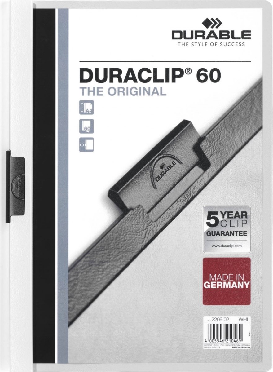 Durable Duraclip 60 Clipmappe | A4 | Hvid