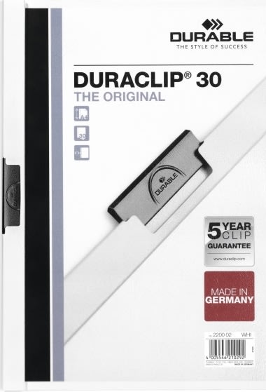 Durable Duraclip 30 Klemmappe | A4 | Hvid