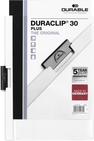Durable Duraclip 30 Plus Klemmappe | A4 | Hvid
