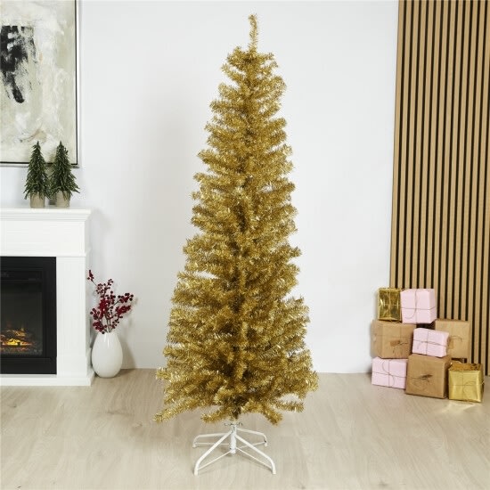 Kunstig juletræ Guld 180x68cm