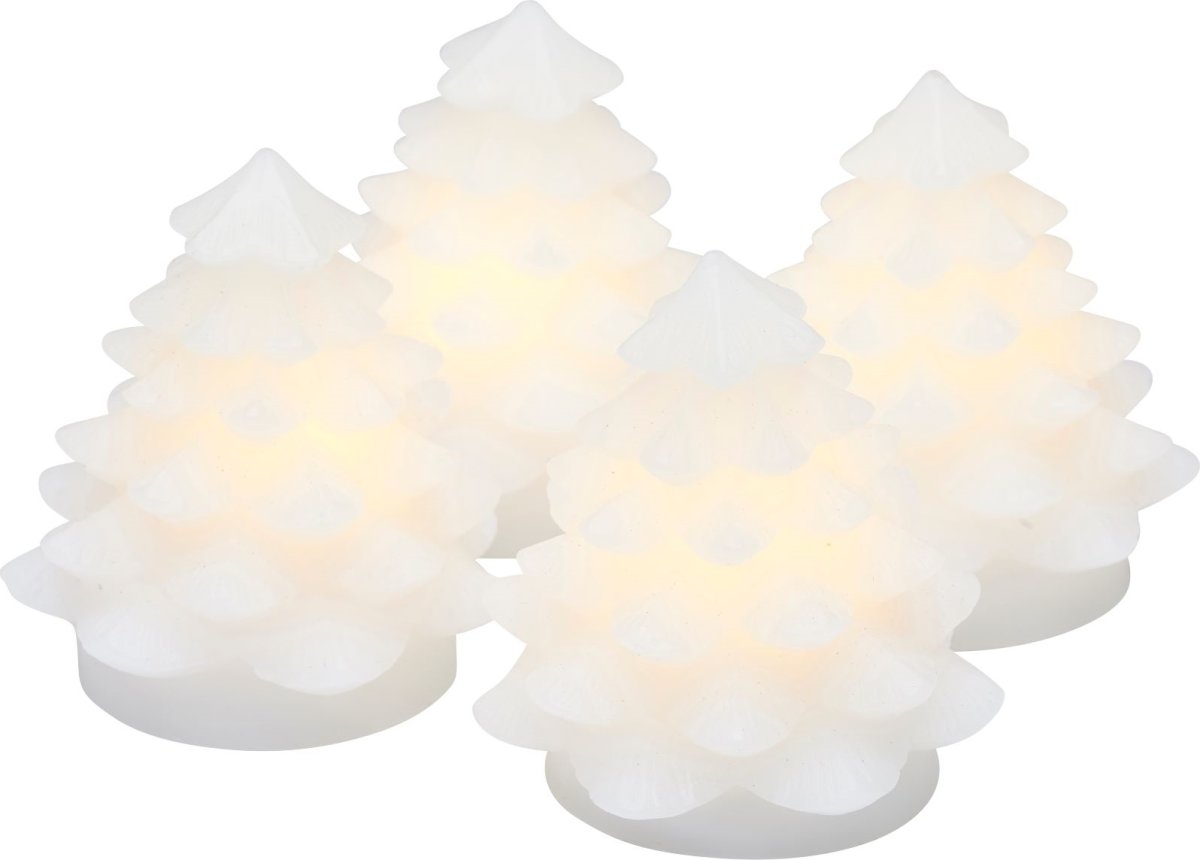 Sirius Carla Mini Juletræ, LED, H7 cm, Hvid, 4 stk