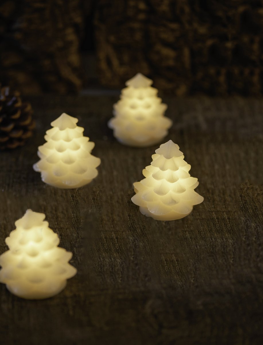 Sirius Carla Mini Juletræ, LED, H7 cm, Hvid, 4 stk