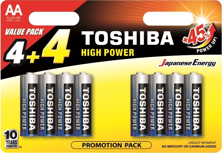 Toshiba High Power AA LR6GCP, 8 stk