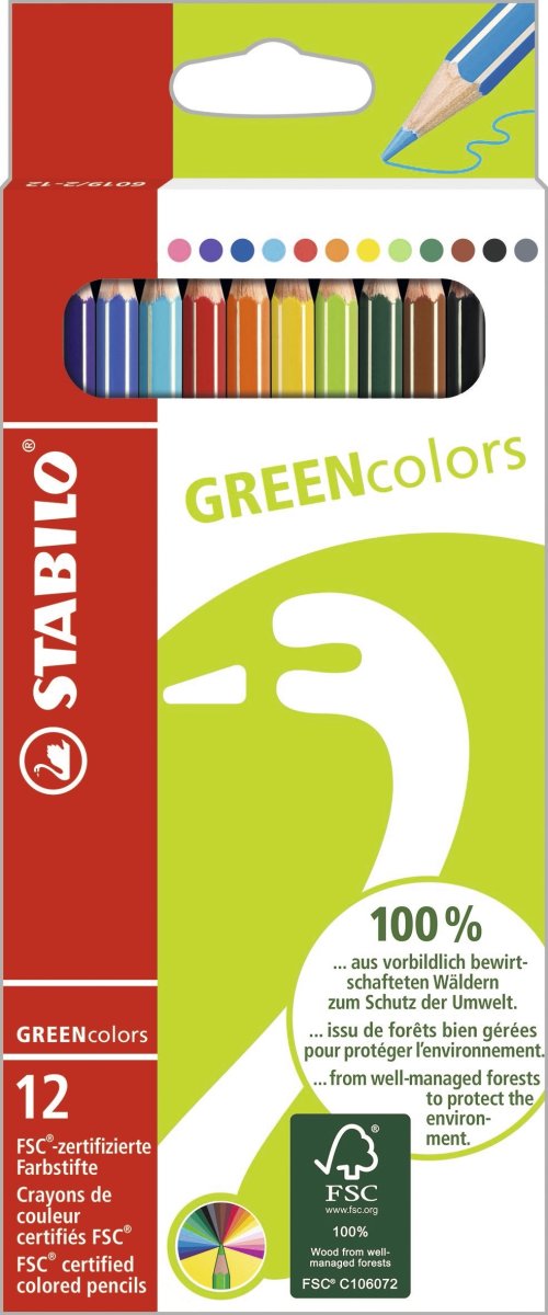 Stabilo Green Farveblyanter | 12 farver