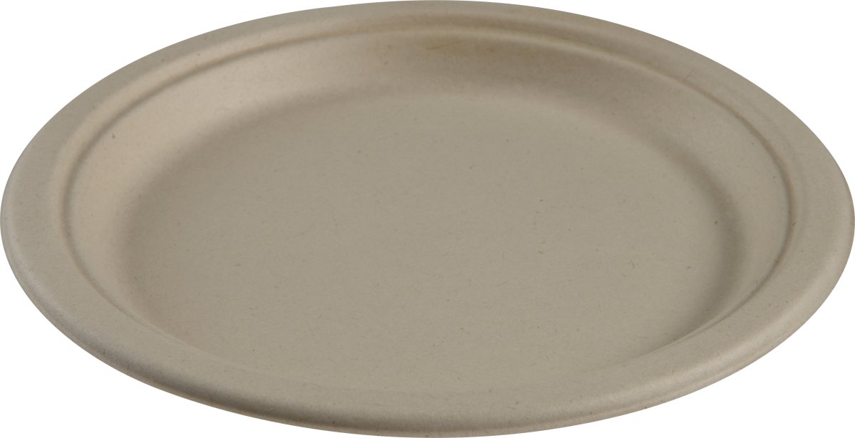 Engangstallerken, Bagasse, Natur, 18 cm, 50 stk